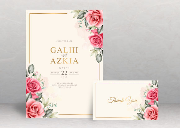 Roses Watercolor Wedding Invitation