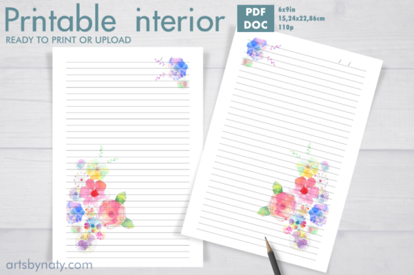 Watercolor Hand-drawn Flowers KDP Interior